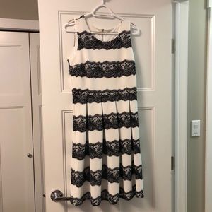 White with Black Lace Tea Dress